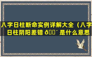 八字日柱断命实例详解大全（八字日柱阴阳差错 🐴 是什么意思 🦆 ）